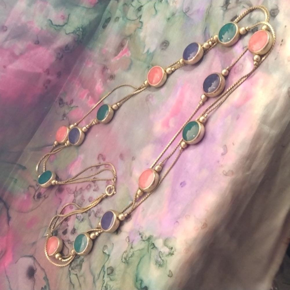 P vintage three strand necklace
